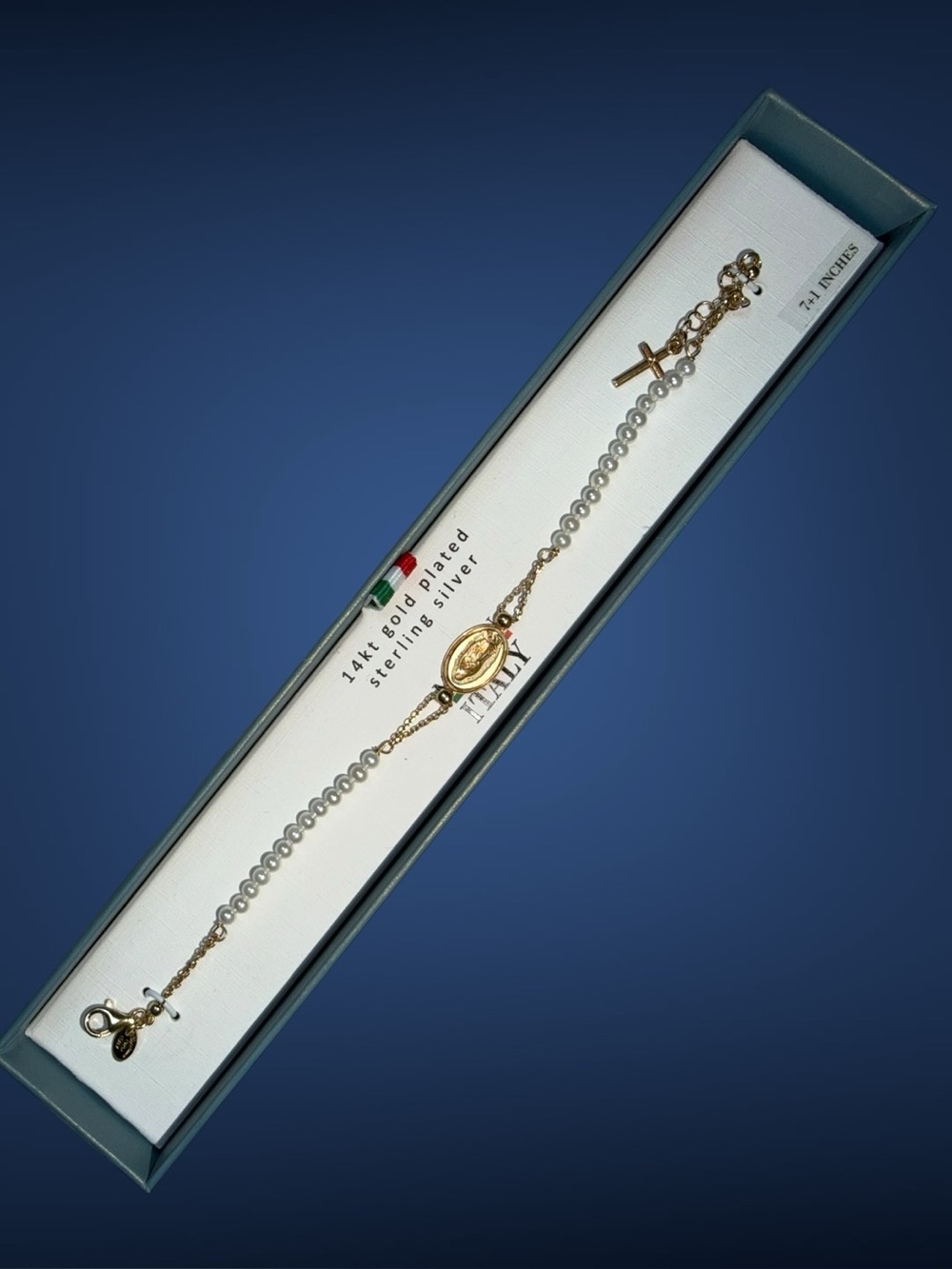 Milano 14kt Gold-Plated Sterling Silver Pearl Rosary Bracelet - Gold & White